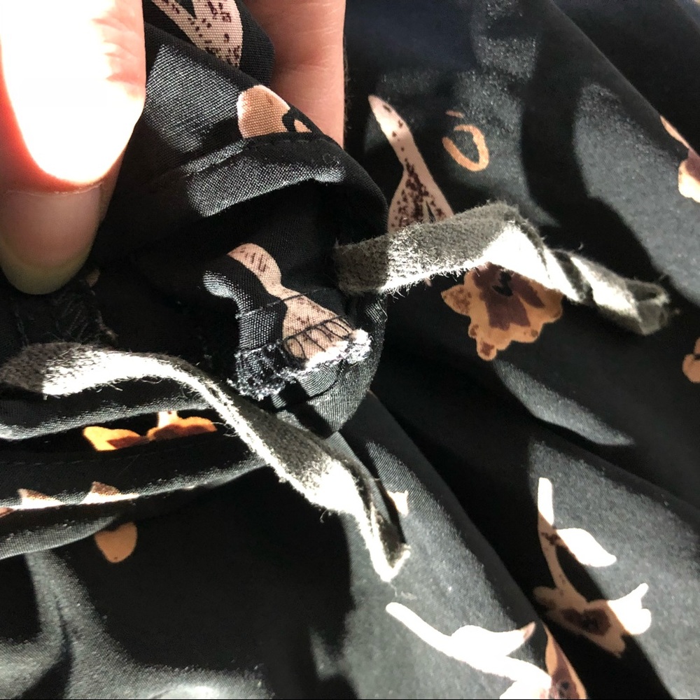Vintage Wrapper a-line floral print black skirt sz 7/8 - Picture 7 of 7